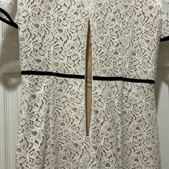 Like new ABS White lace dress with black trim, Size 6 - Picture 5 of 5